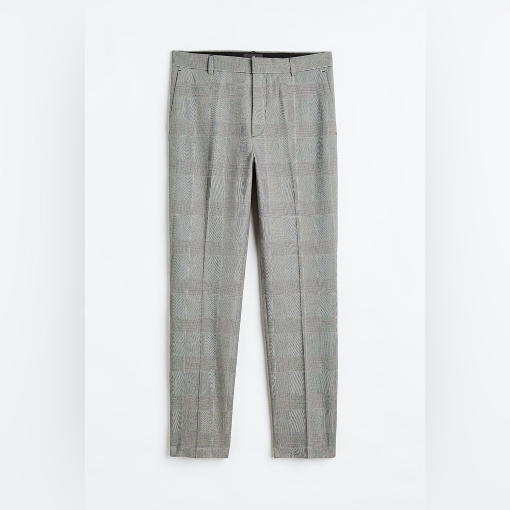 Like New! H&M men’s slim fit pants in grey plaid, Size 36R